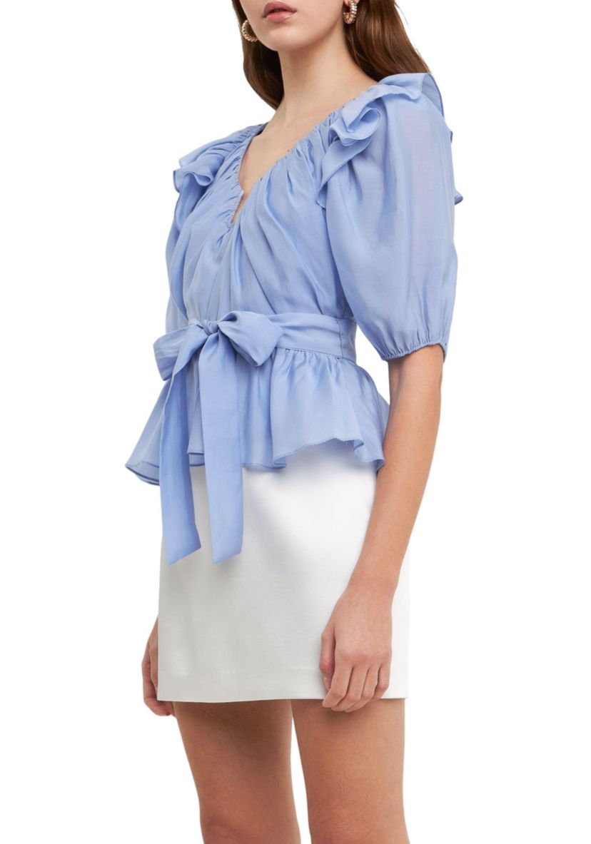 U-neckline Puff Sleeve Top