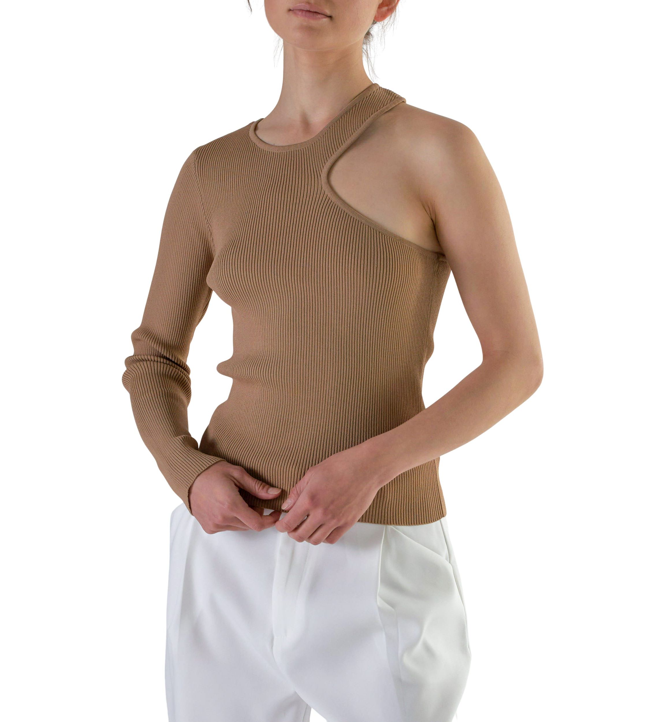 Cut Out One Shoulder Knit Top