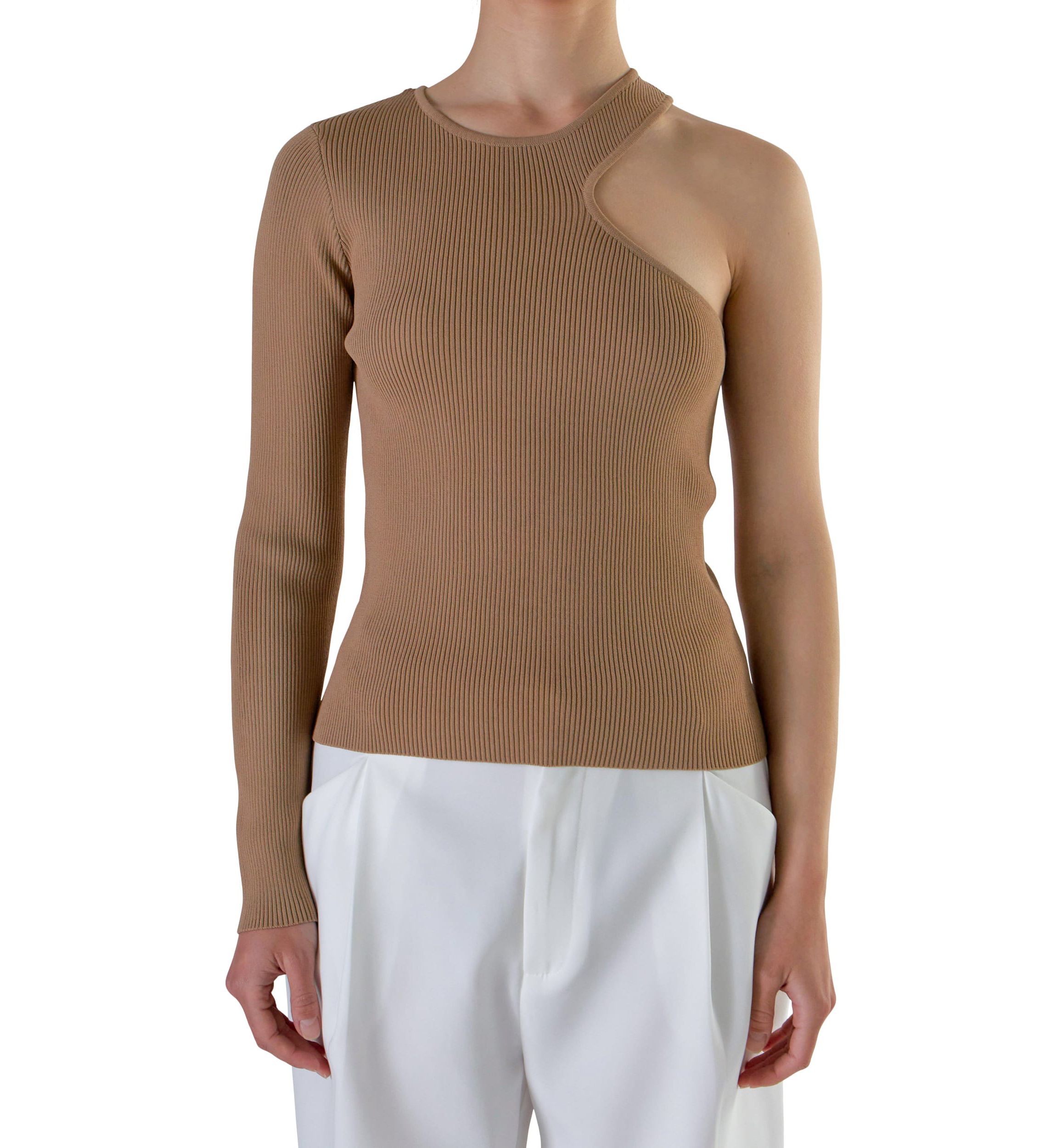 Cut Out One Shoulder Knit Top