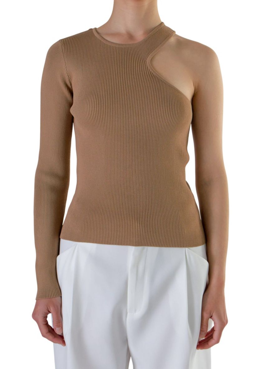 Cut Out One Shoulder Knit Top