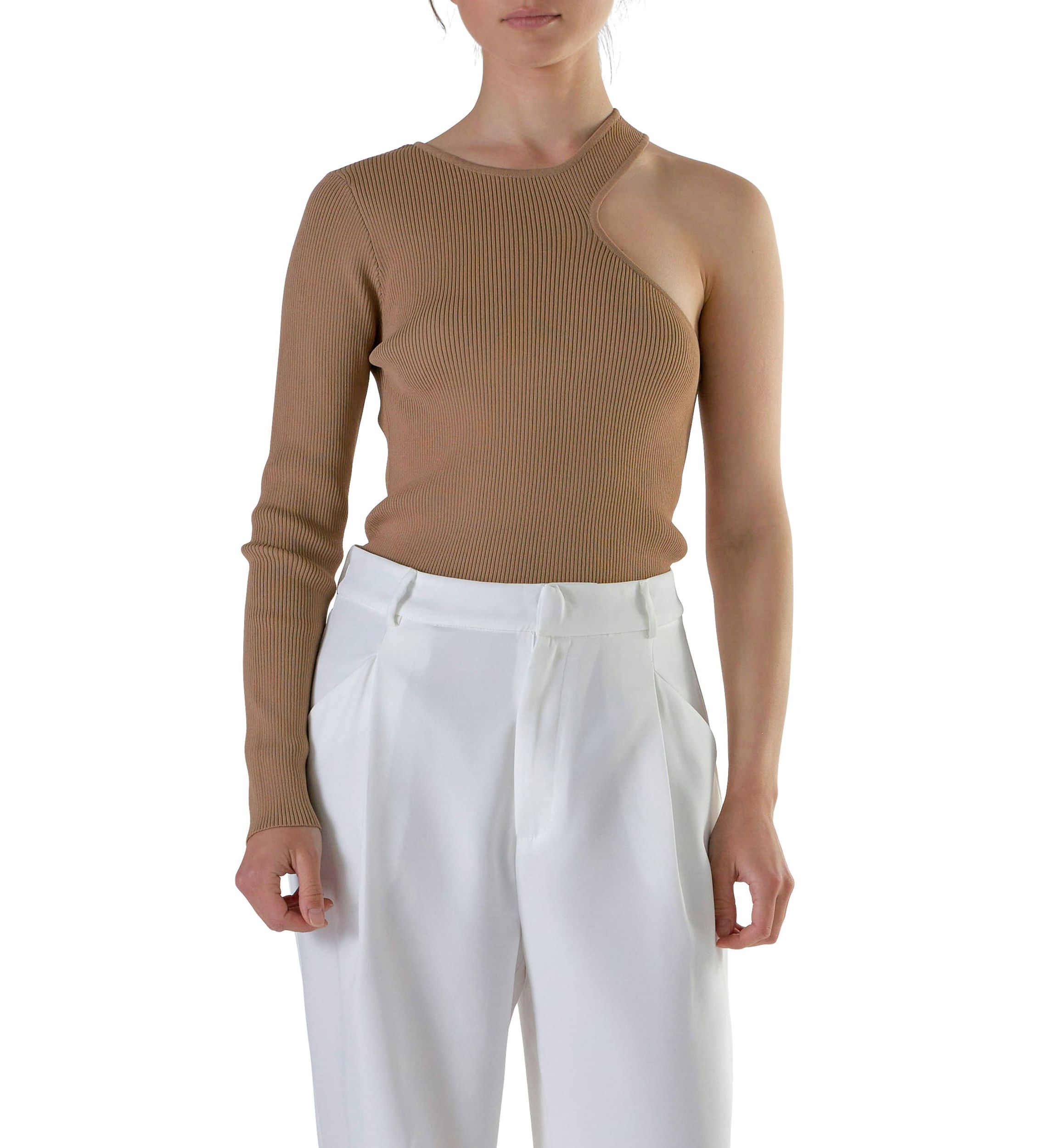 Cut Out One Shoulder Knit Top