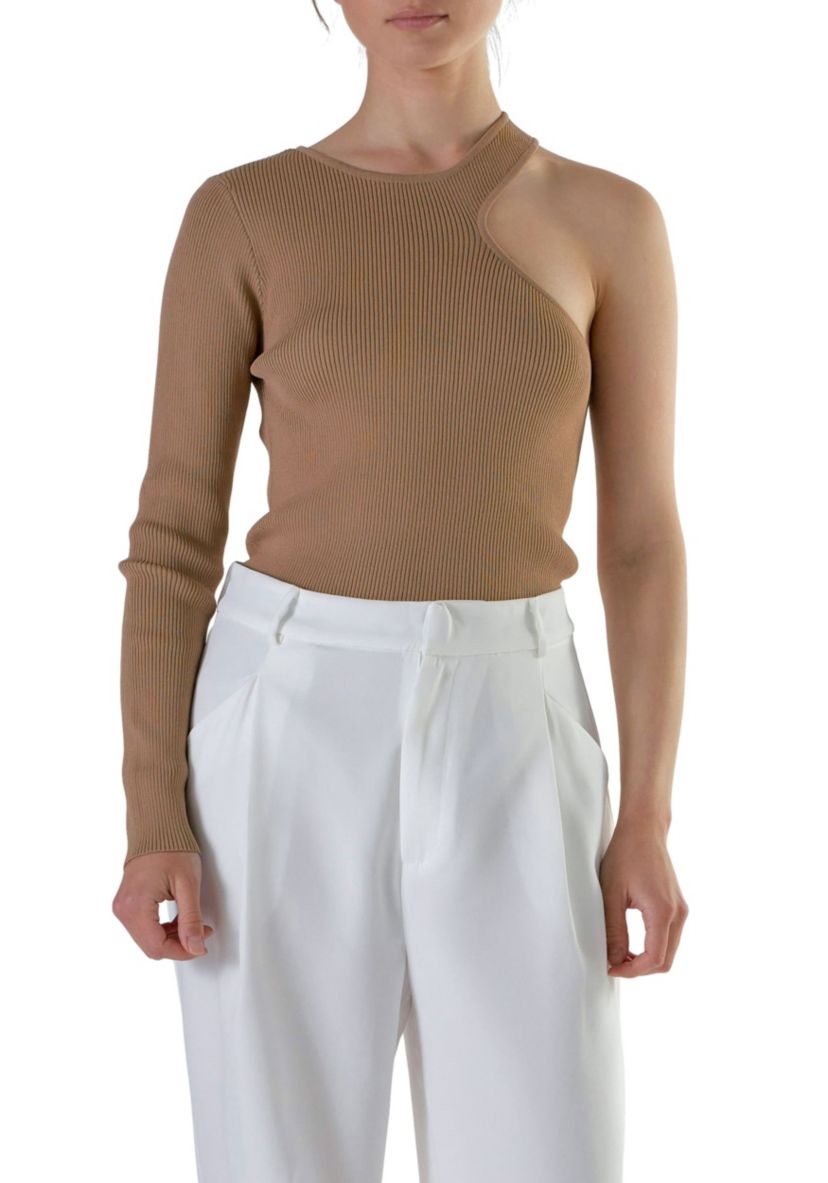 Cut Out One Shoulder Knit Top