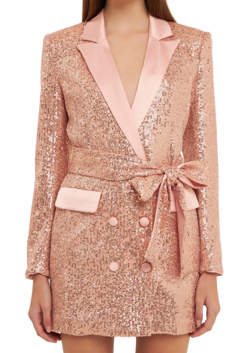 Sequins Belted Blazer