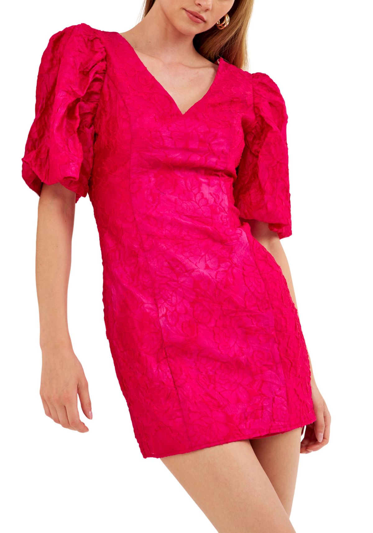 Floral Jacquard Mini Dress