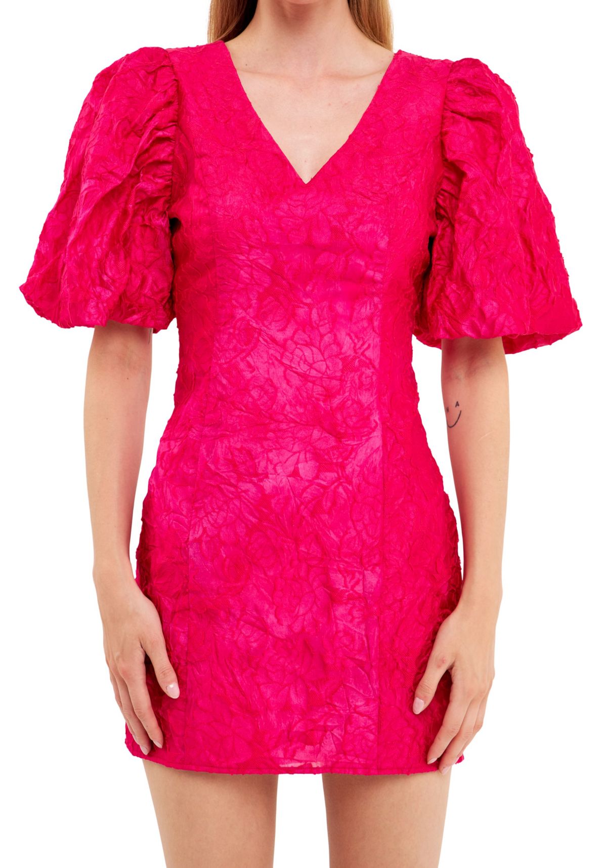 Floral Jacquard Mini Dress