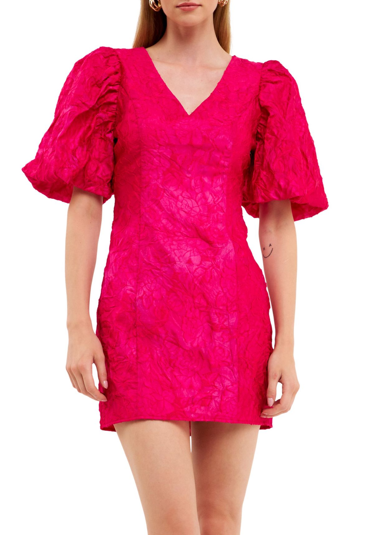 Floral Jacquard Mini Dress