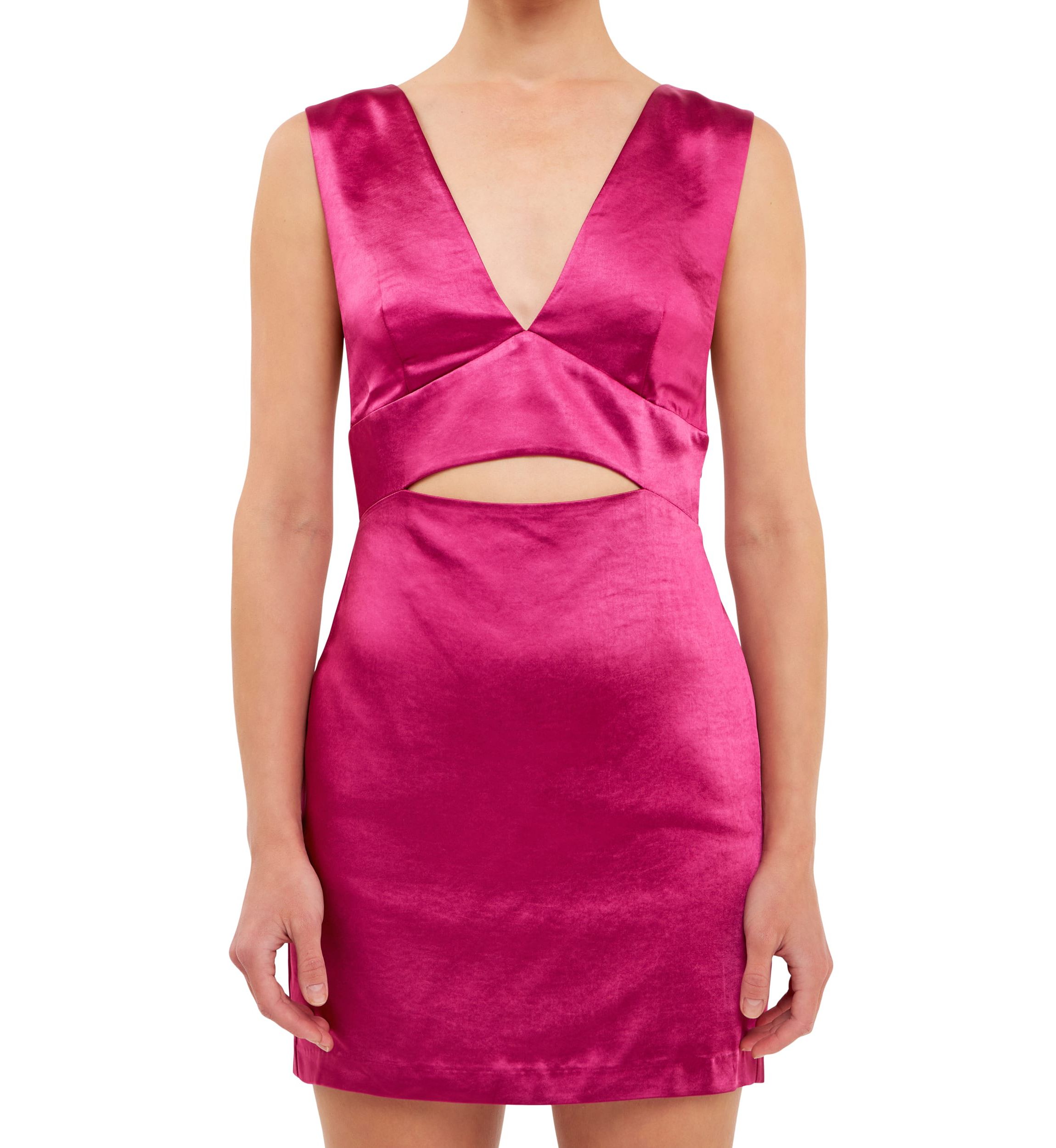 Satin Cut-Out Mini Dress