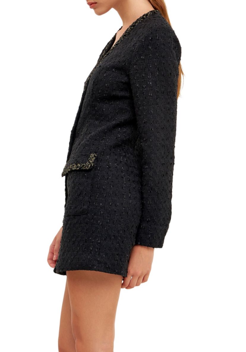 Trim Detail Tweed Dress