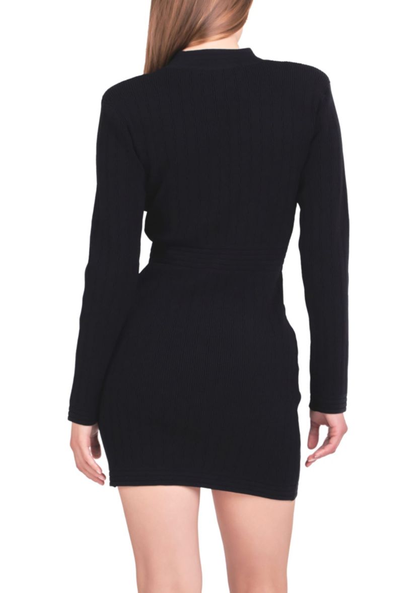 V-neck Long Sleeve Knit Mini Dress