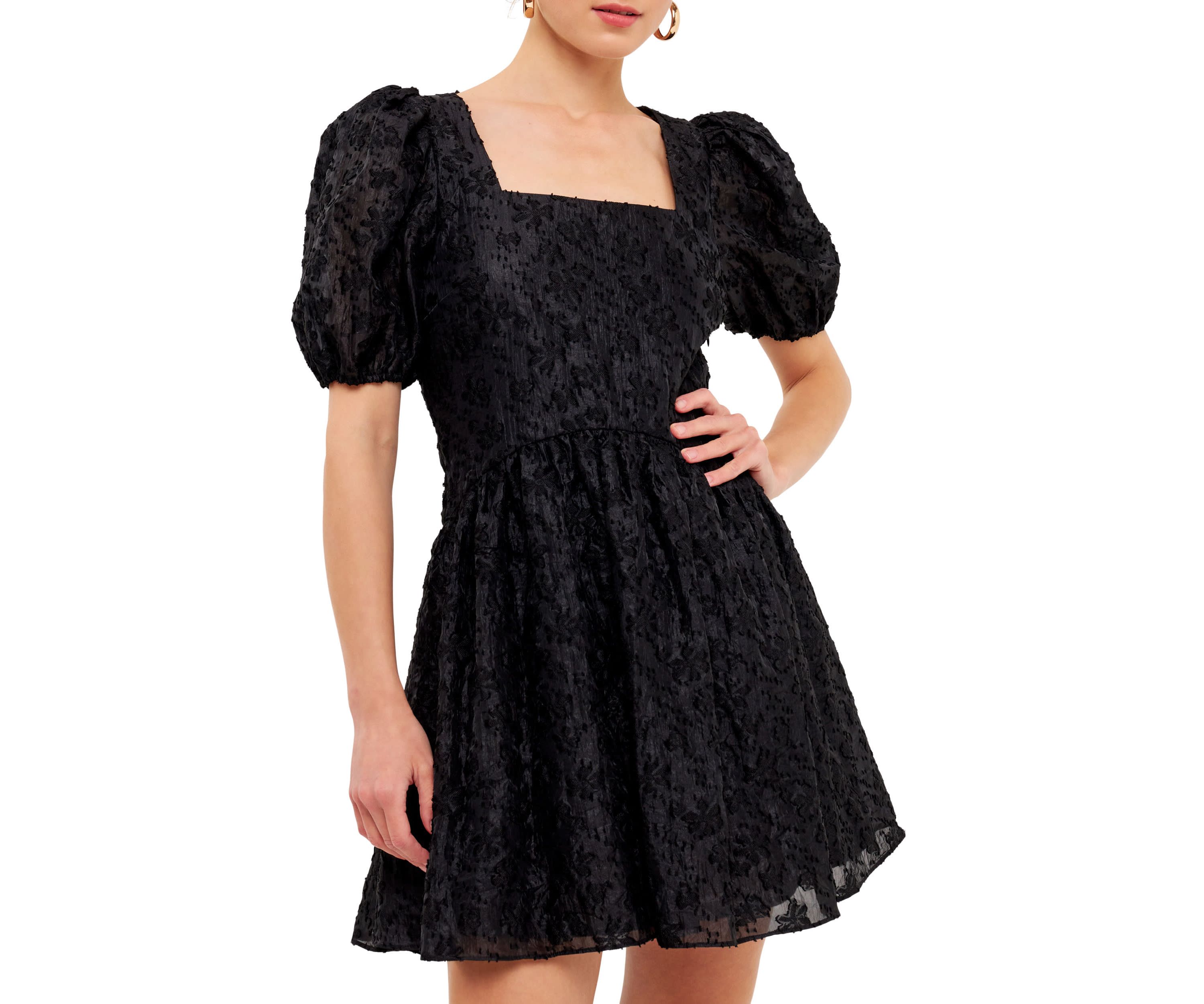Texture Floral Organza Mini Dress