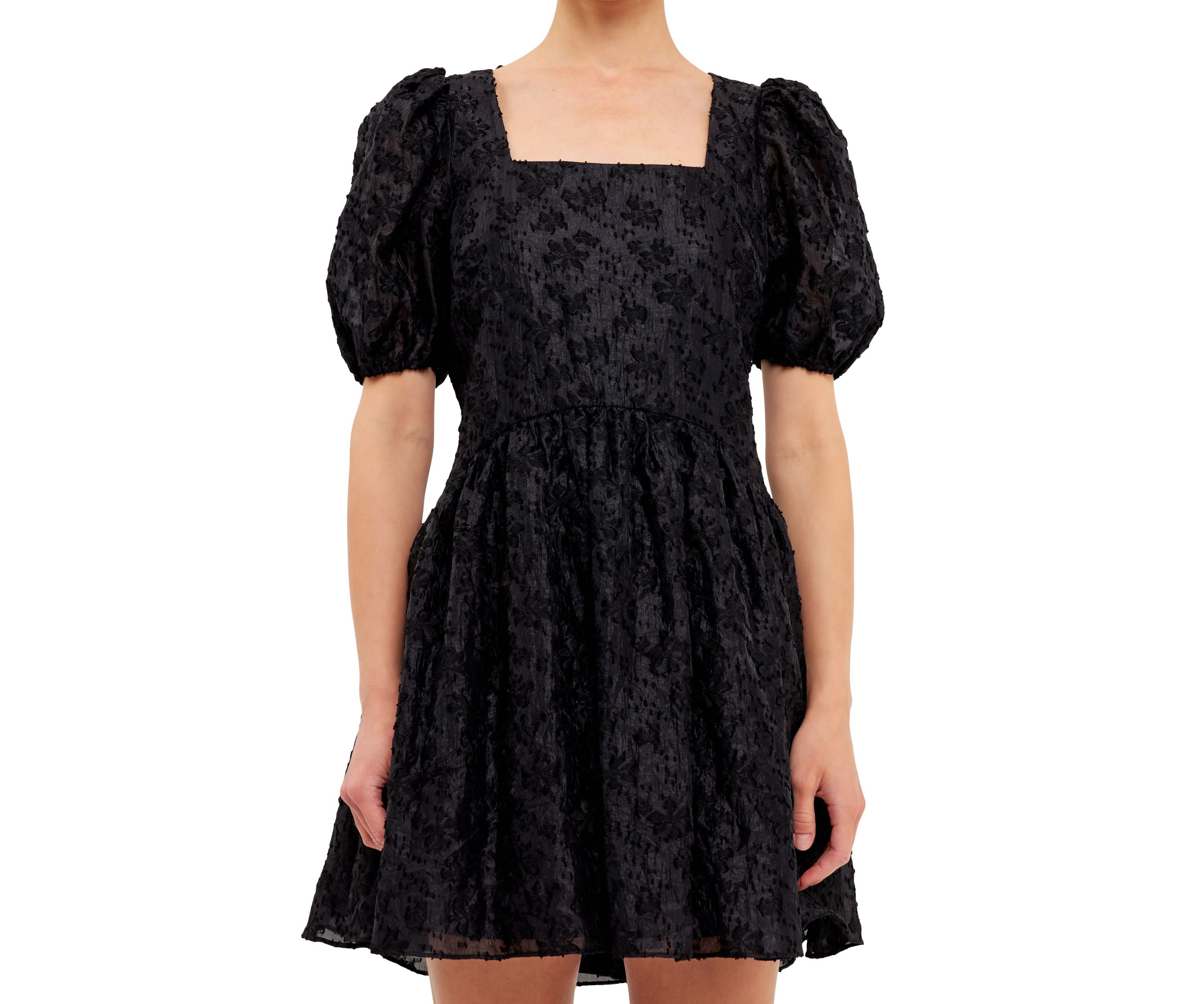 Texture Floral Organza Mini Dress