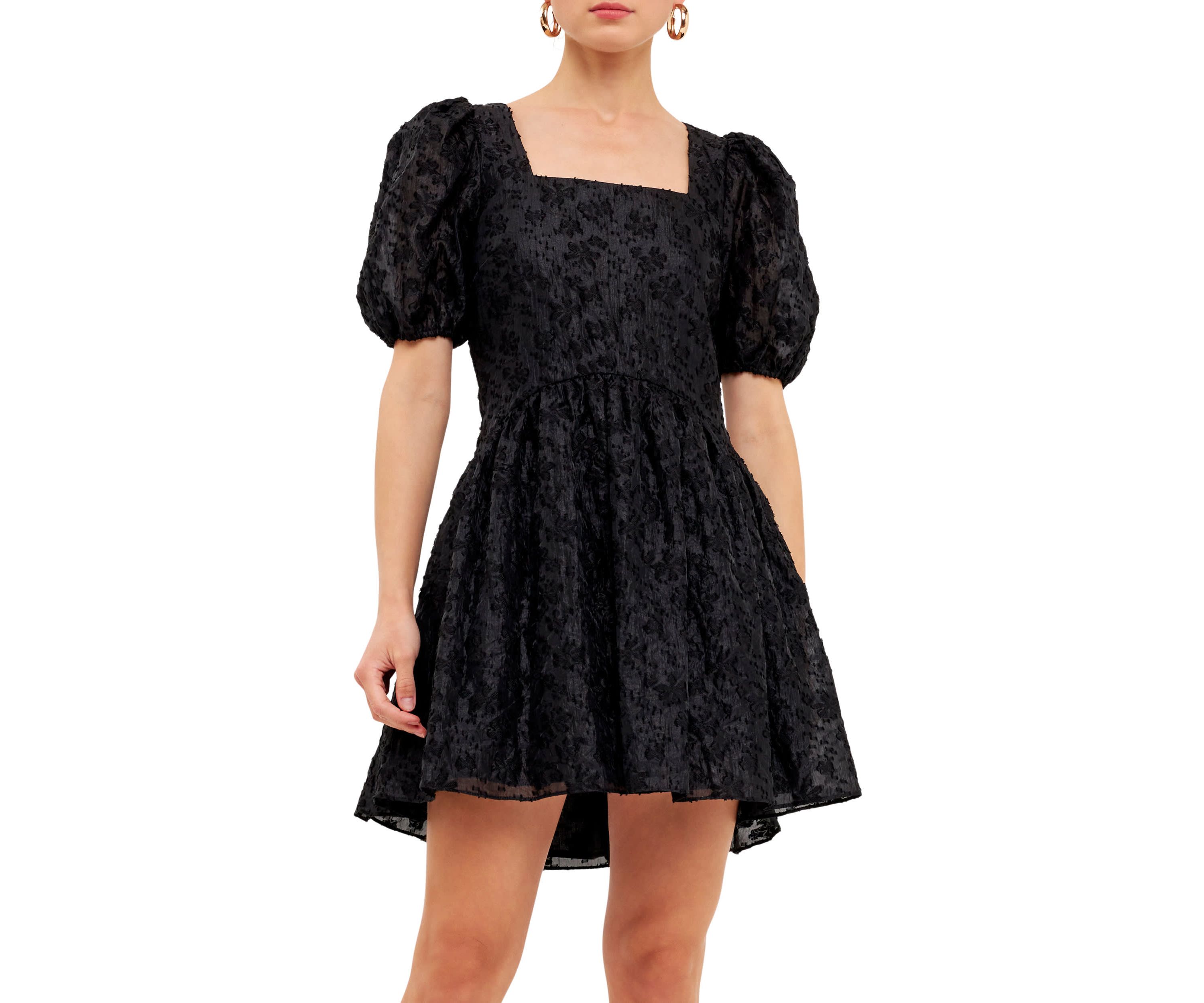 Texture Floral Organza Mini Dress