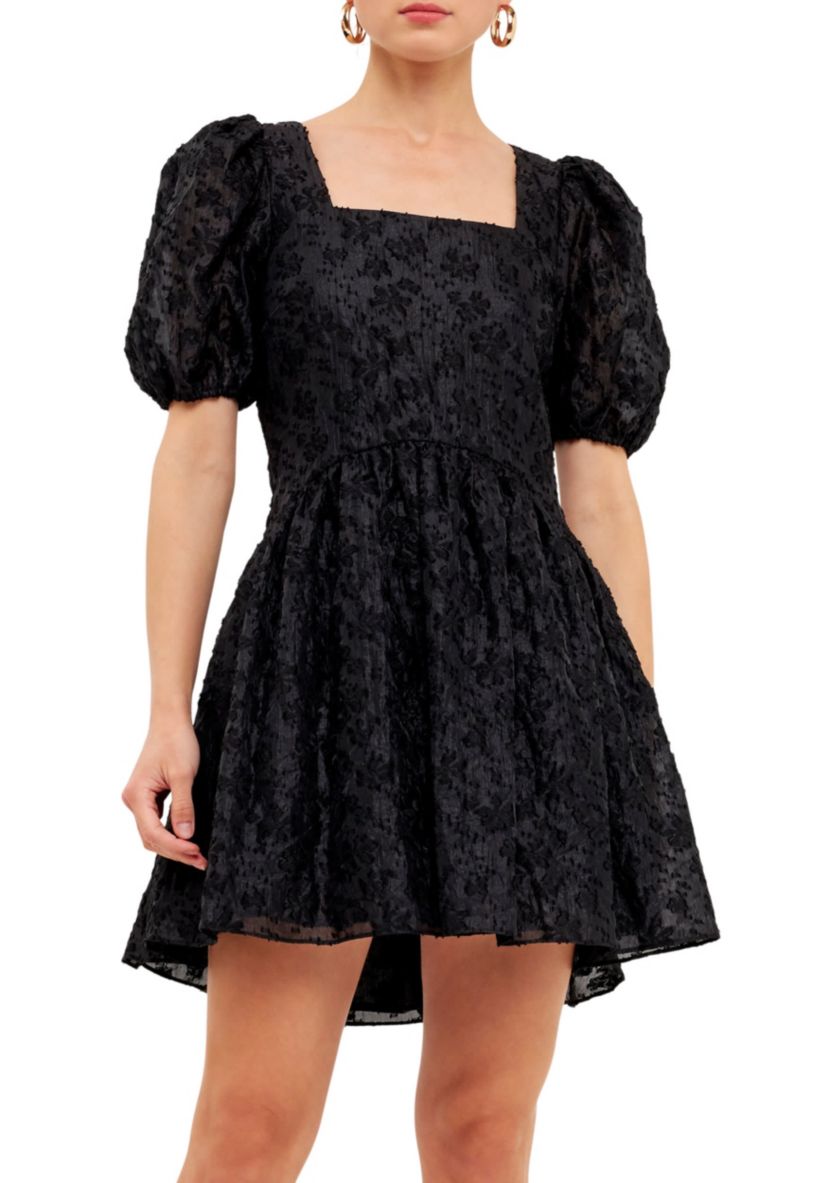 Texture Floral Organza Mini Dress