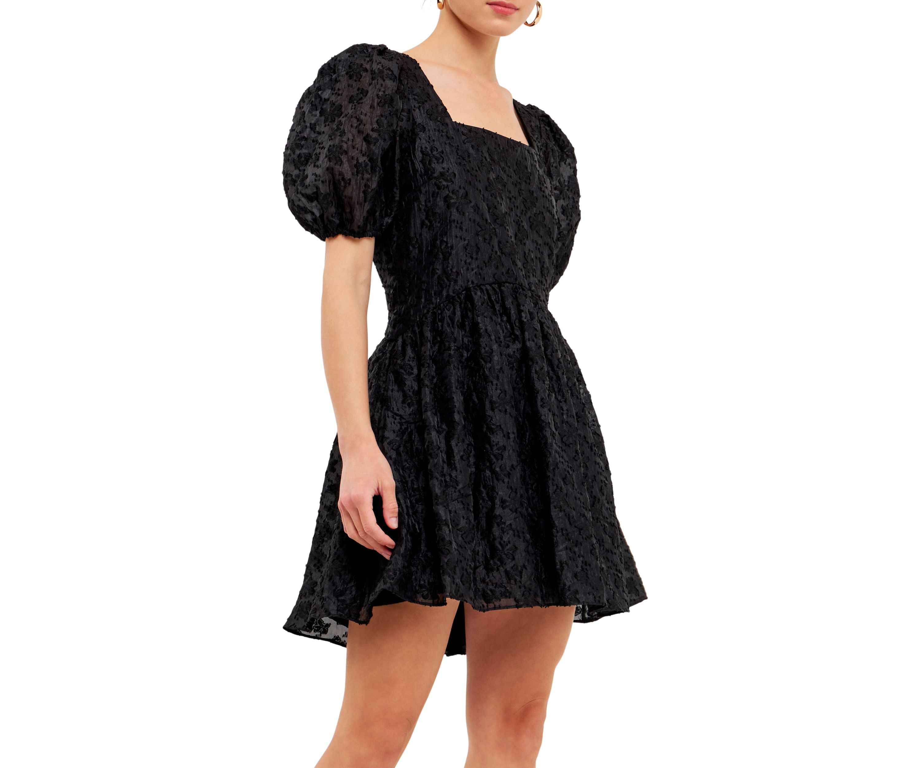 Texture Floral Organza Mini Dress