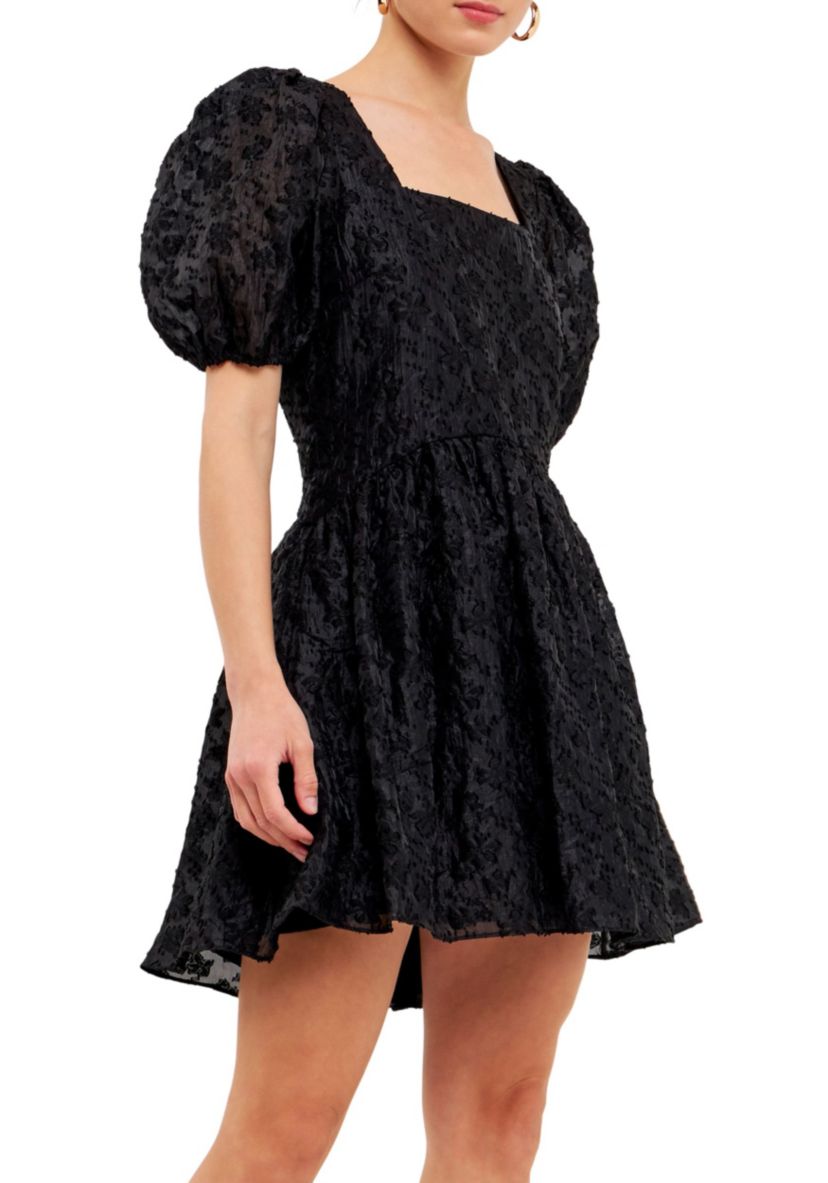 Texture Floral Organza Mini Dress