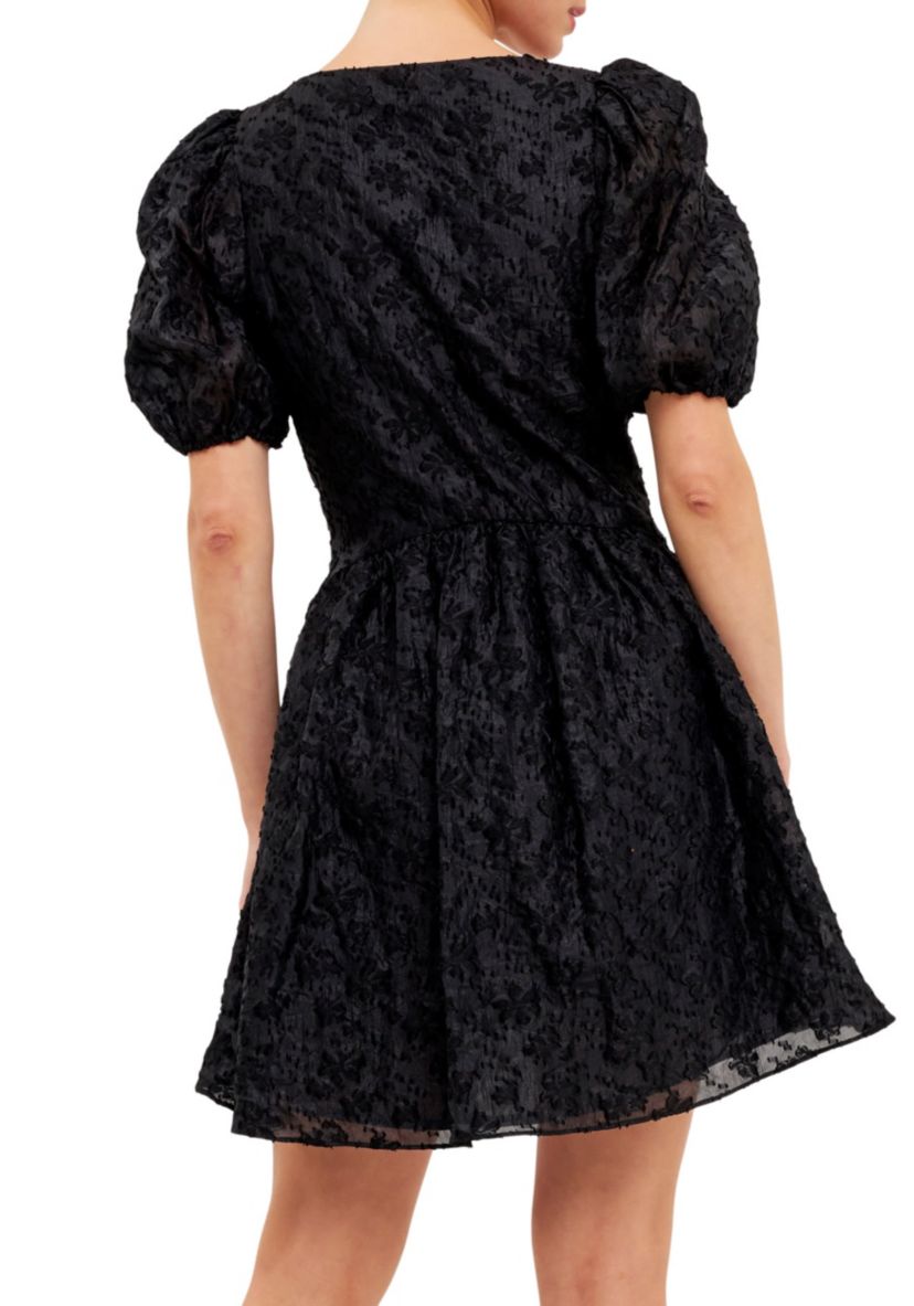 Texture Floral Organza Mini Dress