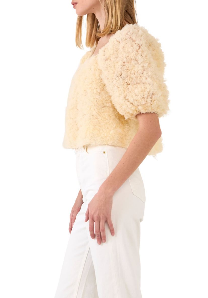 Floral Tulle Puff Sleeve Top