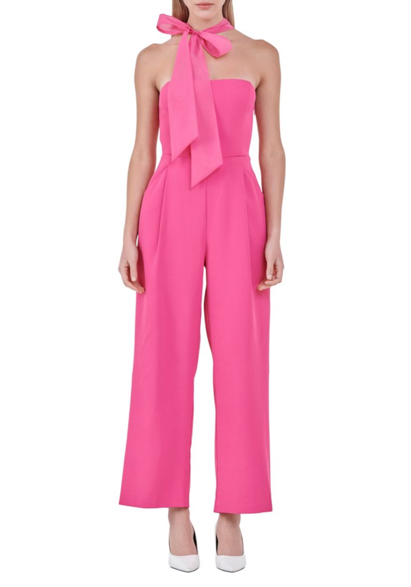 Front Tie Strapless Jumpsuit