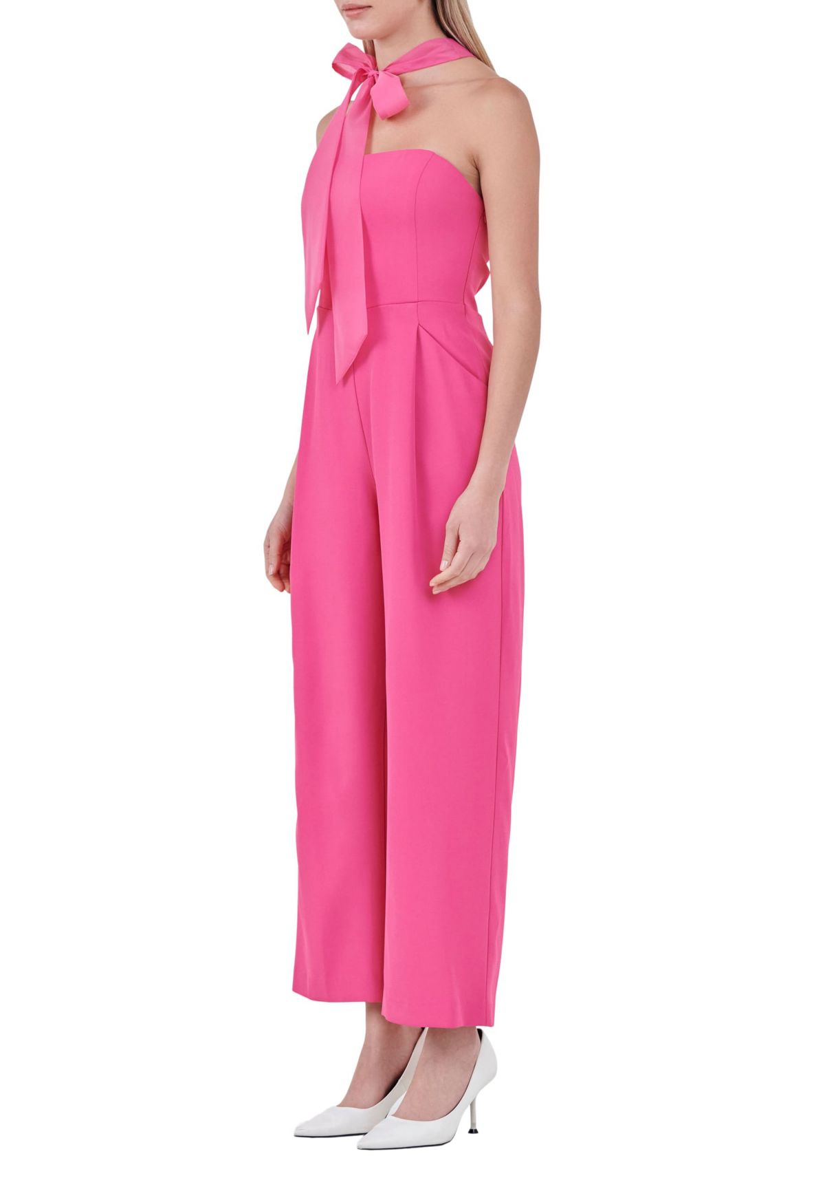 Front Tie Strapless Jumpsuit