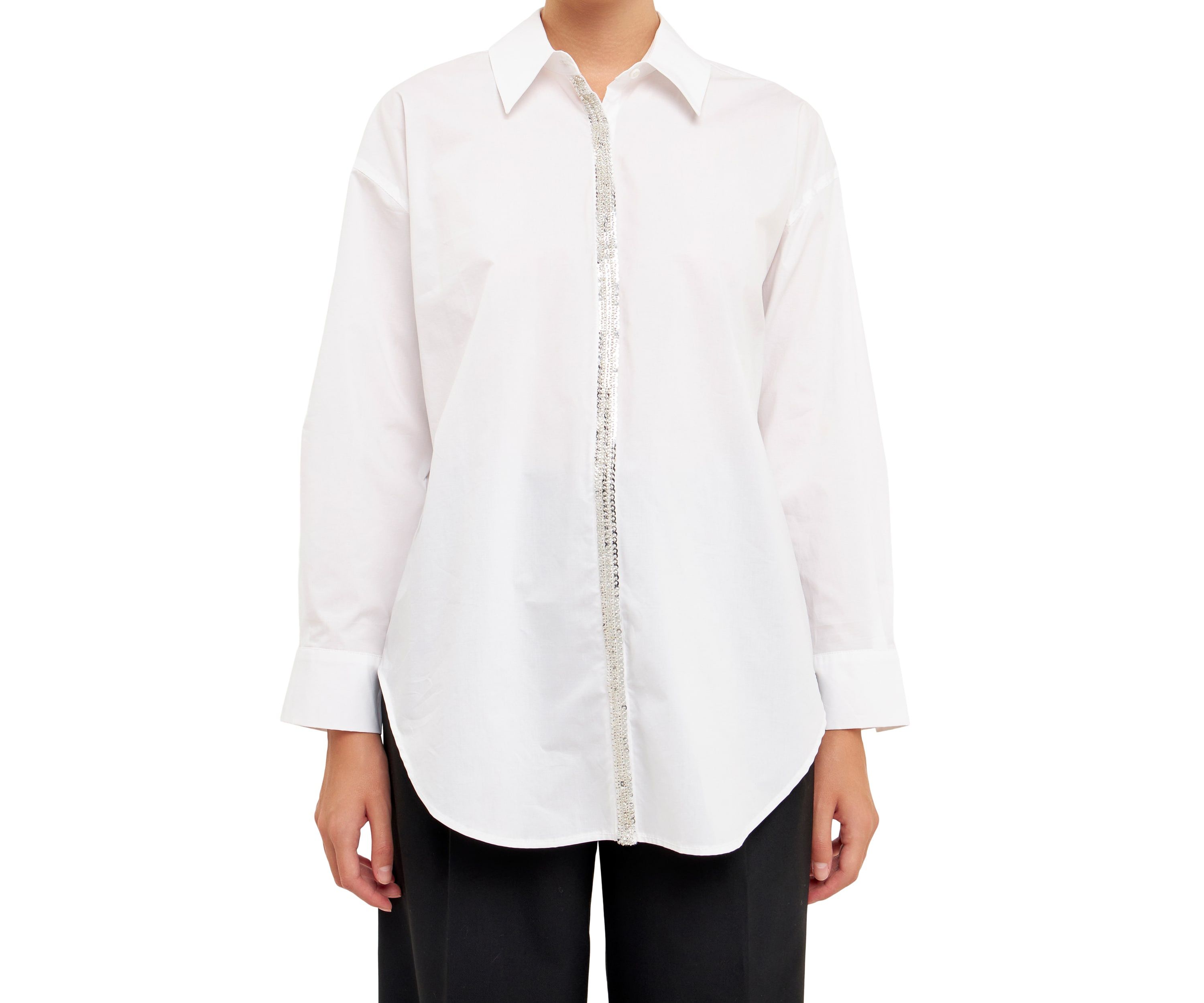 Sequins & Beads Trim Shirt