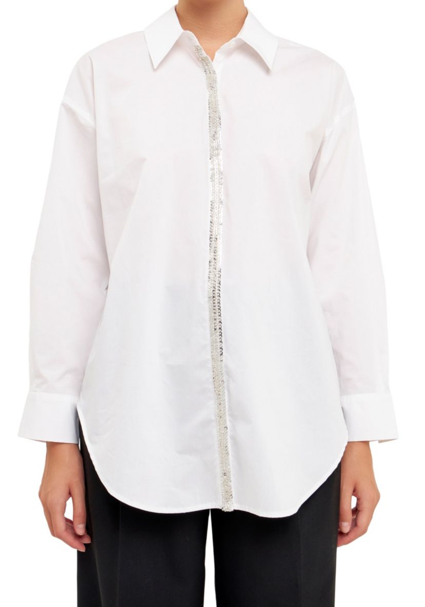 Sequins & Beads Trim Shirt