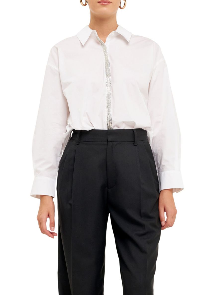 Sequins & Beads Trim Shirt