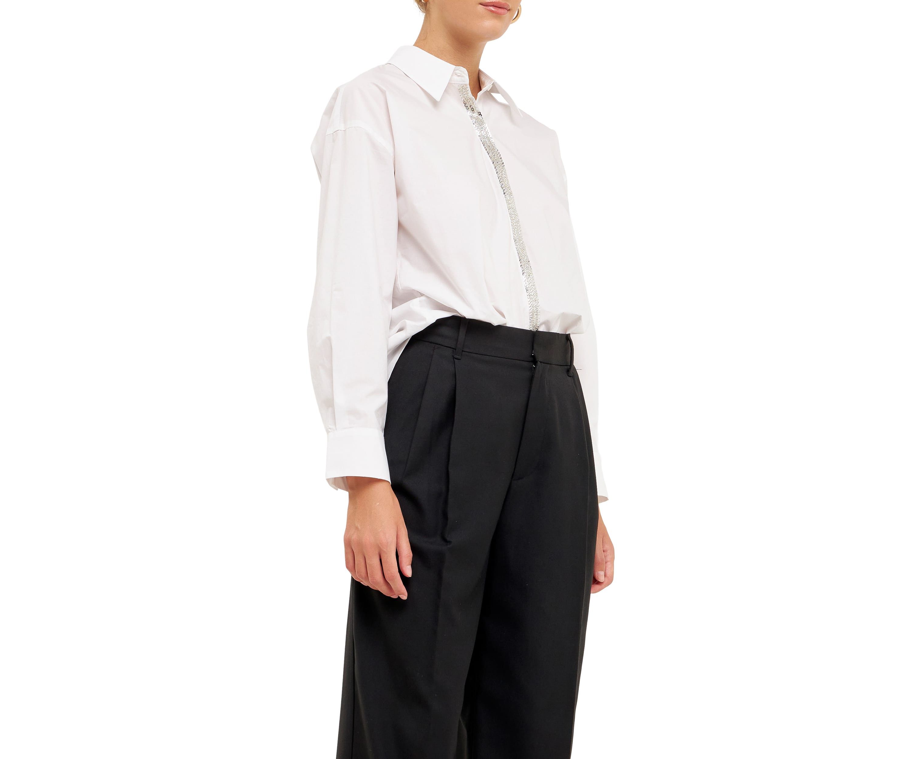 Sequins & Beads Trim Shirt