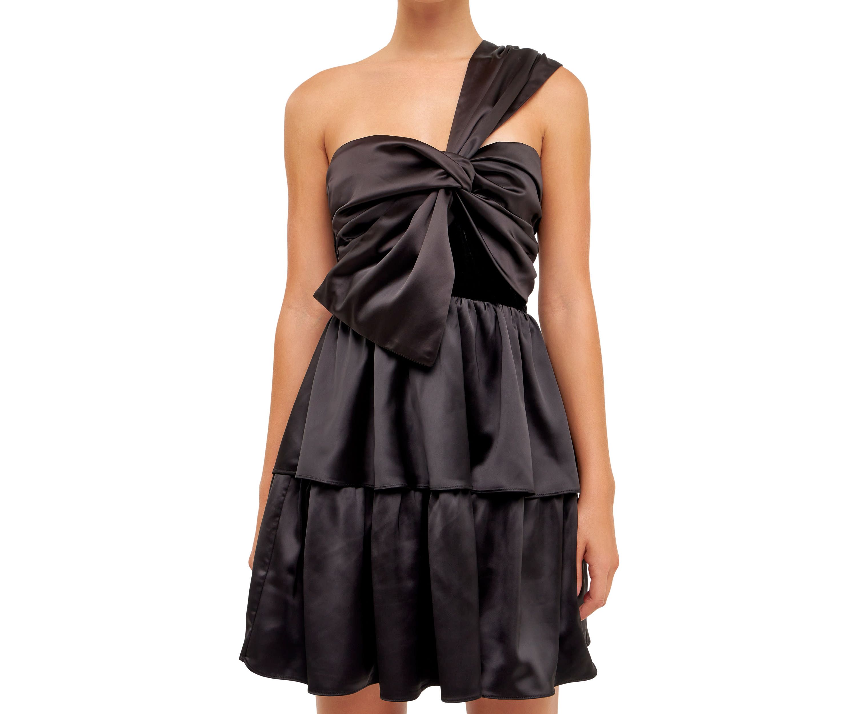 One-Shoulder Satin Mini Dress