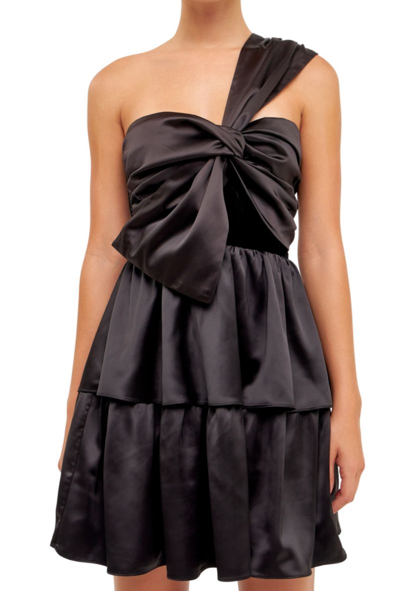 One-Shoulder Satin Mini Dress