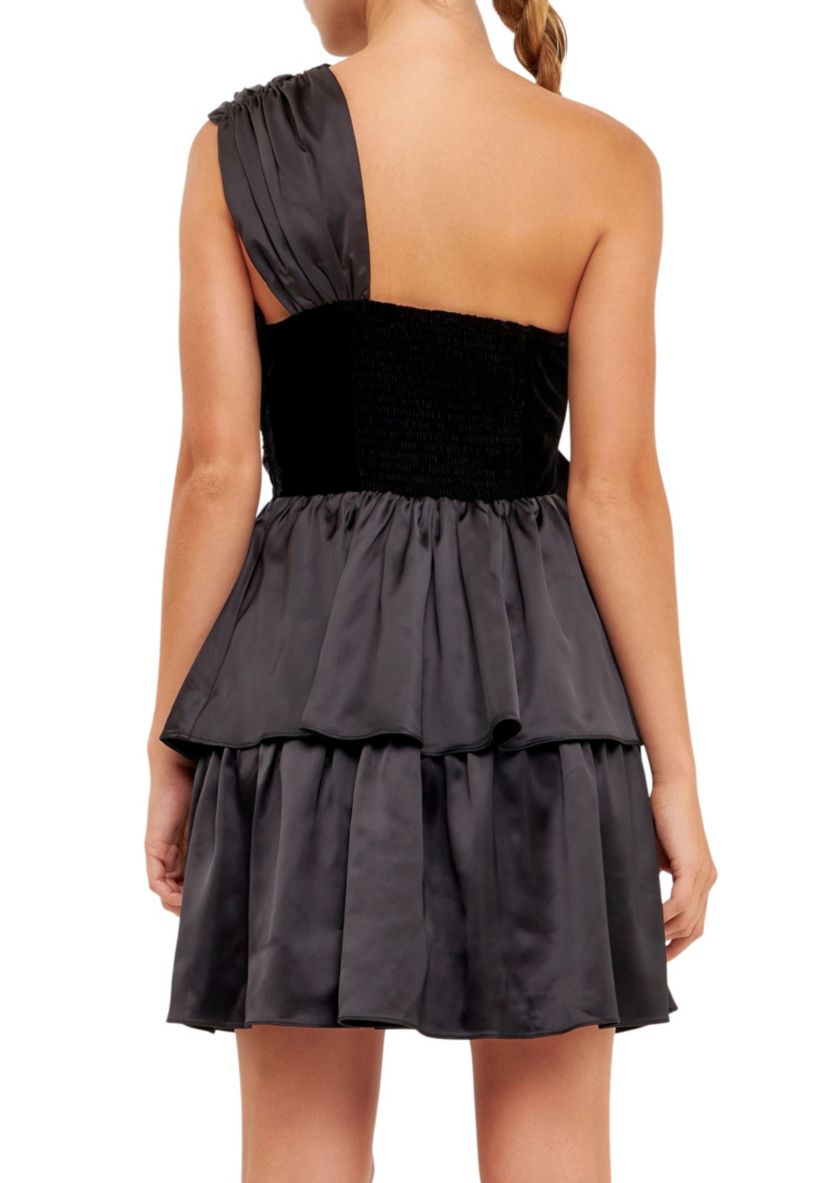 One-Shoulder Satin Mini Dress