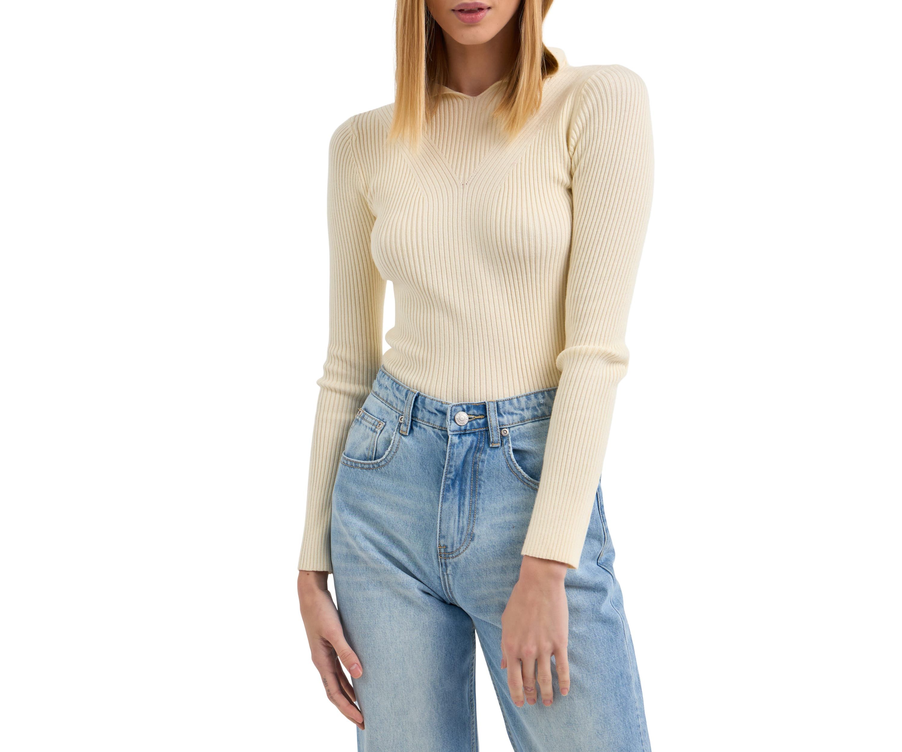 Ribbed Detail Hoodie Sweater