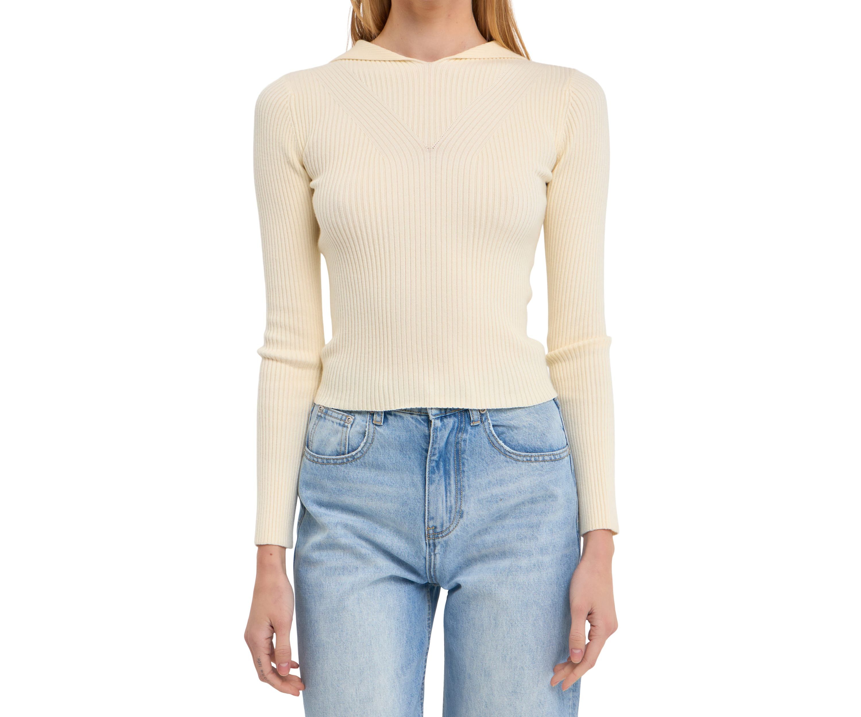 Ribbed Detail Hoodie Sweater