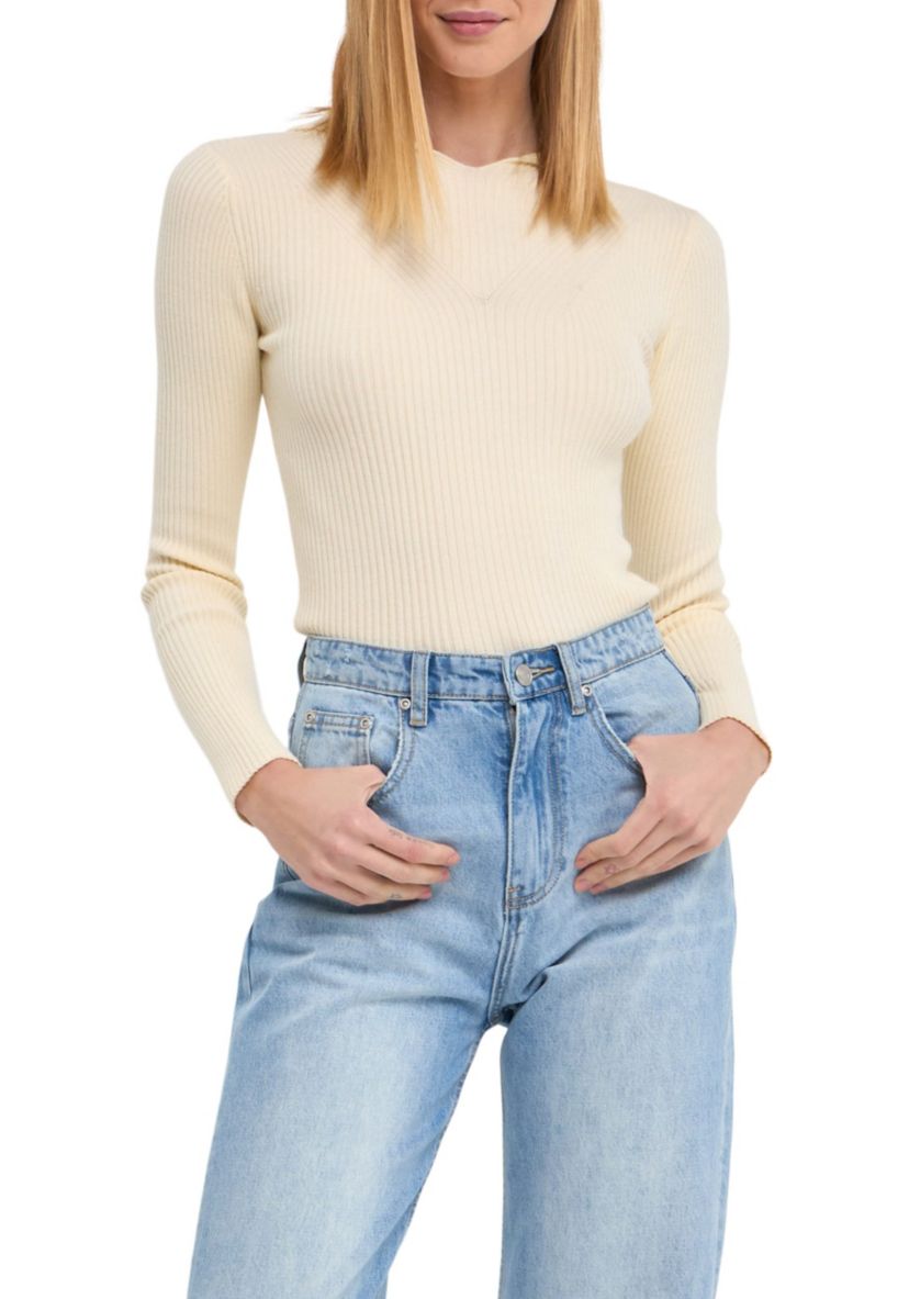 Ribbed Detail Hoodie Sweater