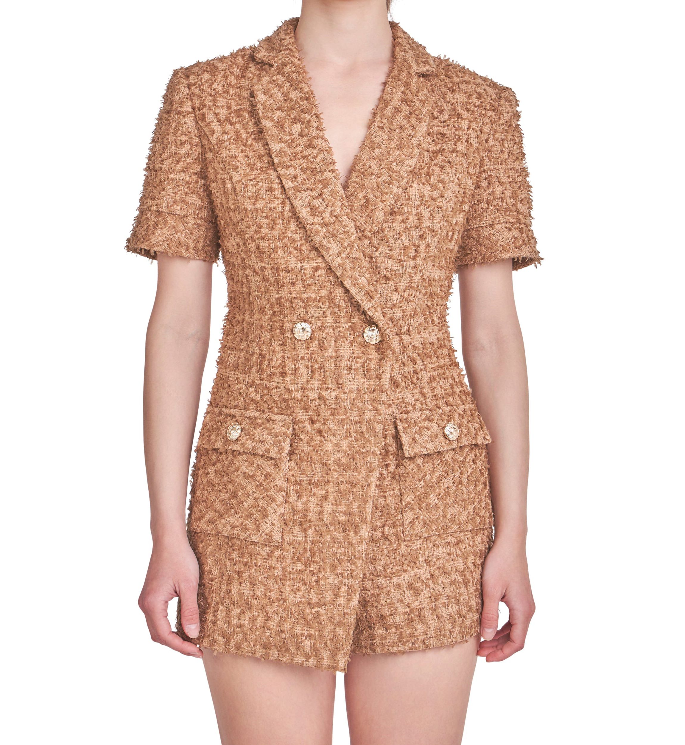 Short Sleeve Tweed Romper