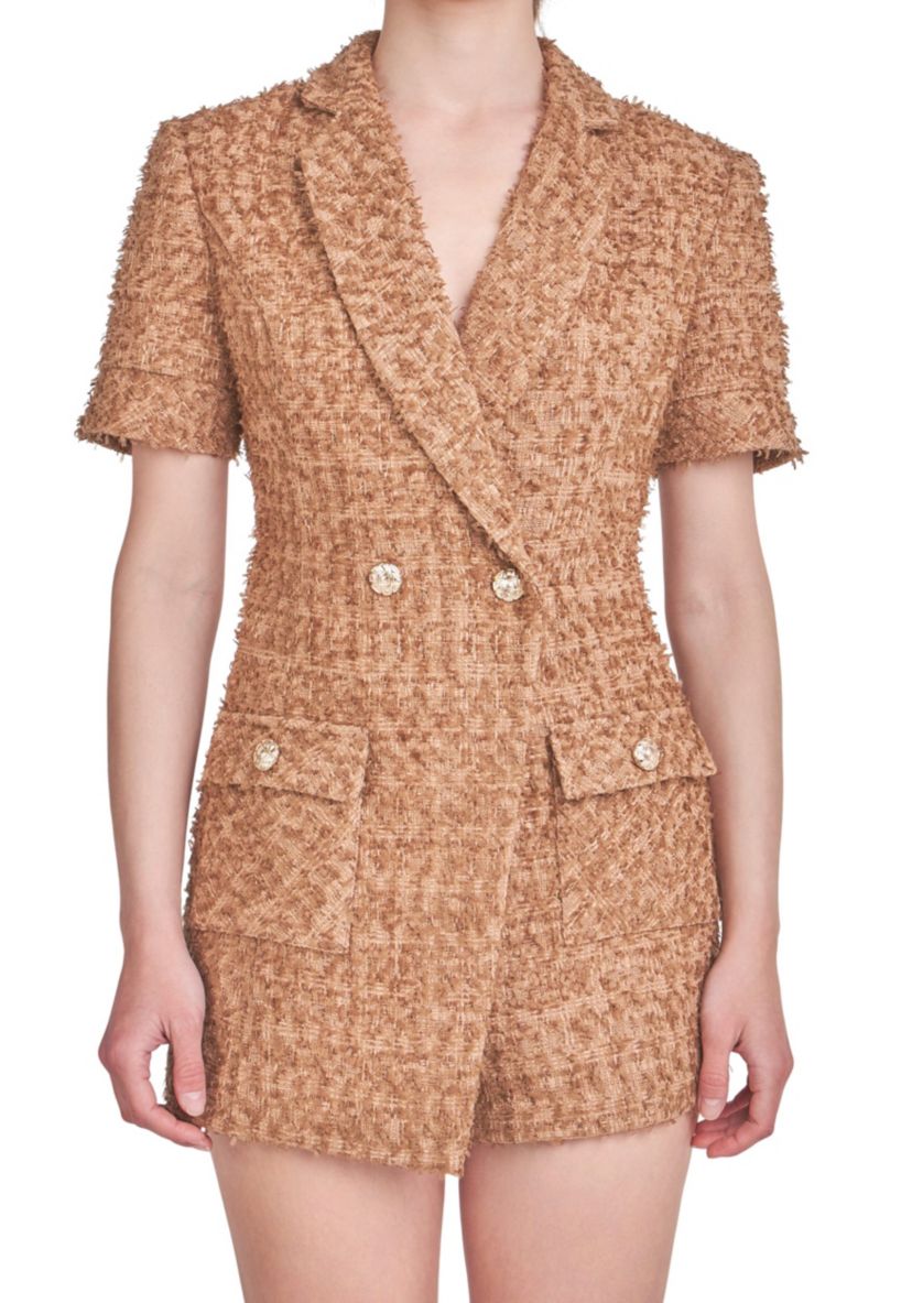 Short Sleeve Tweed Romper