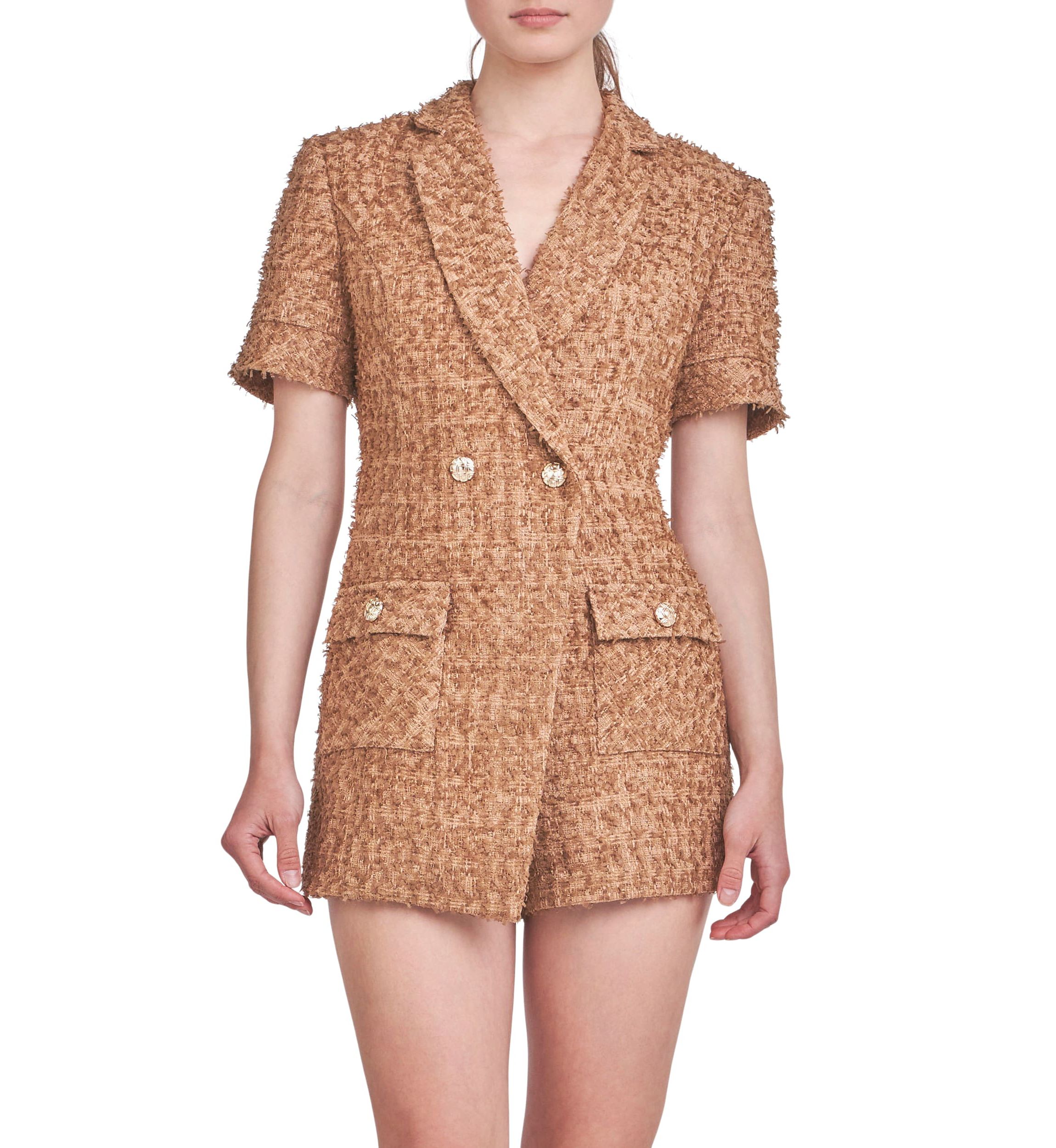 Short Sleeve Tweed Romper