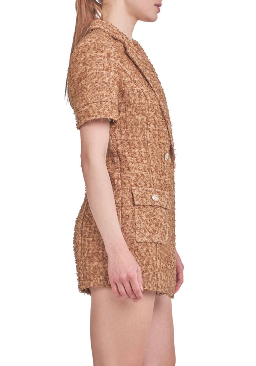 Short Sleeve Tweed Romper