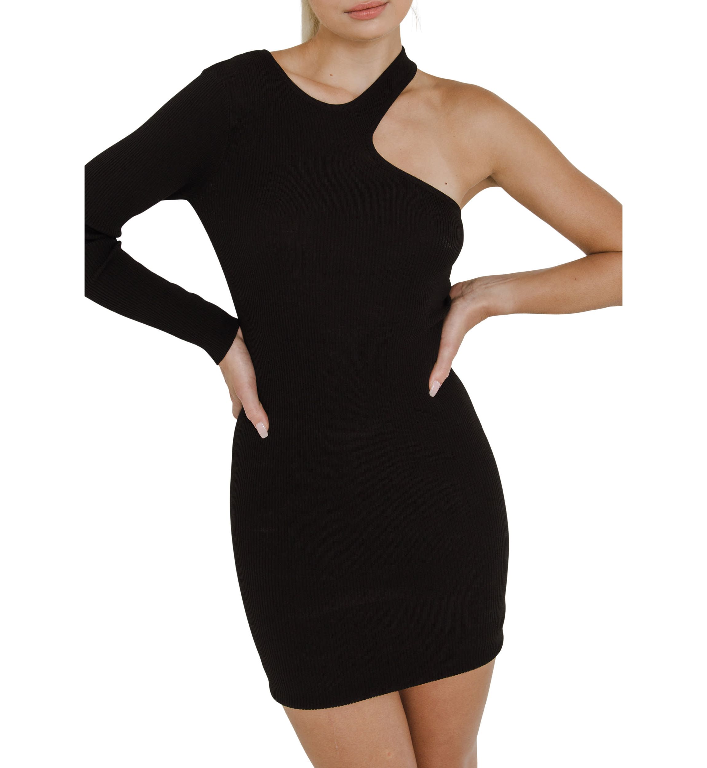 Cut Out One Sleeve Knit Dress