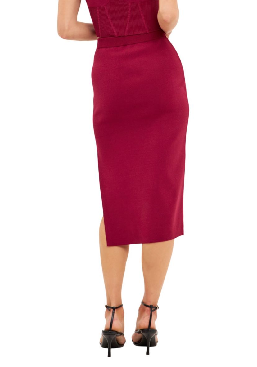 Side Slit Detailed Knit Midi Skirt
