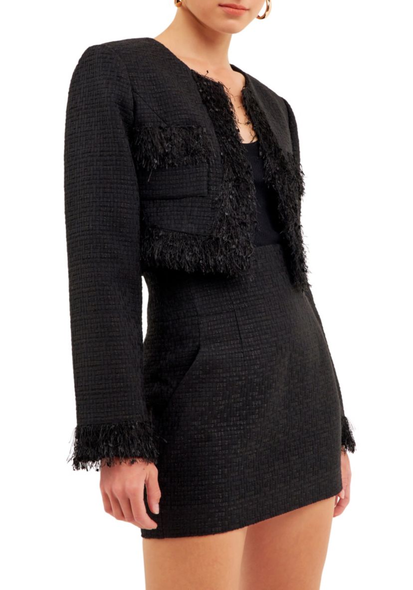 Trimmed Feather Cropped Blazer