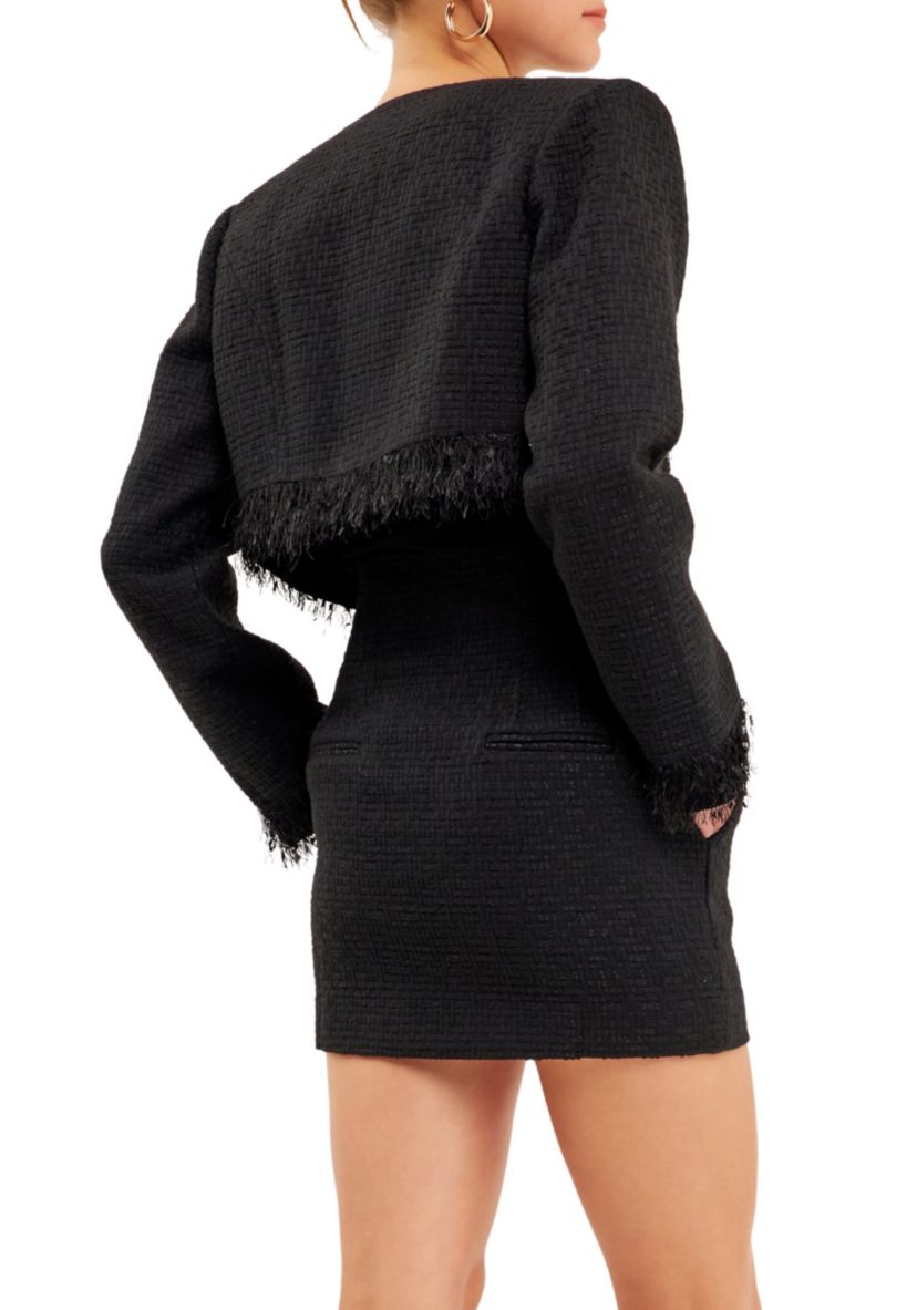 Trimmed Feather Cropped Blazer