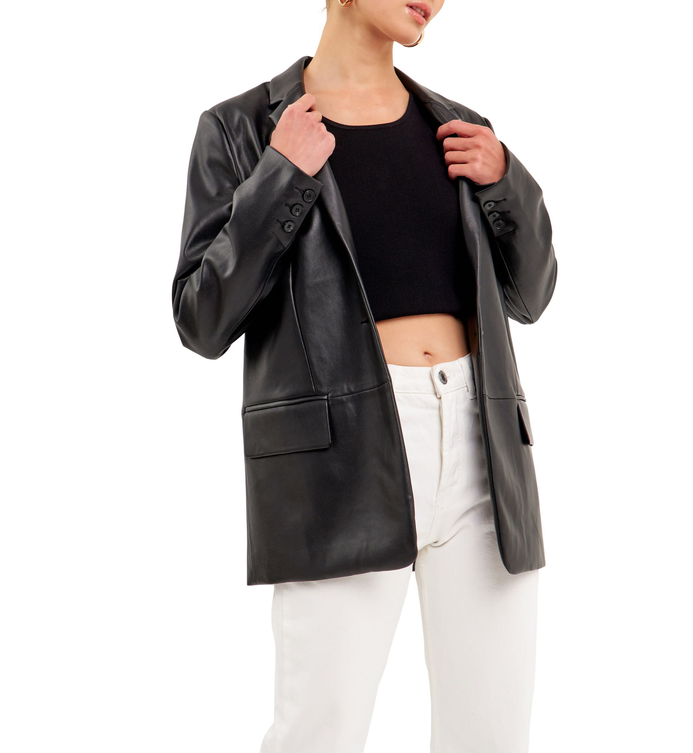 Faux Leather Blazer