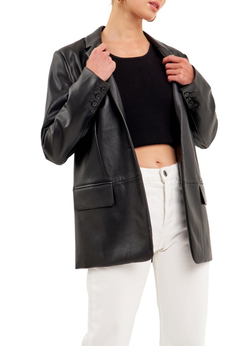 Faux Leather Blazer