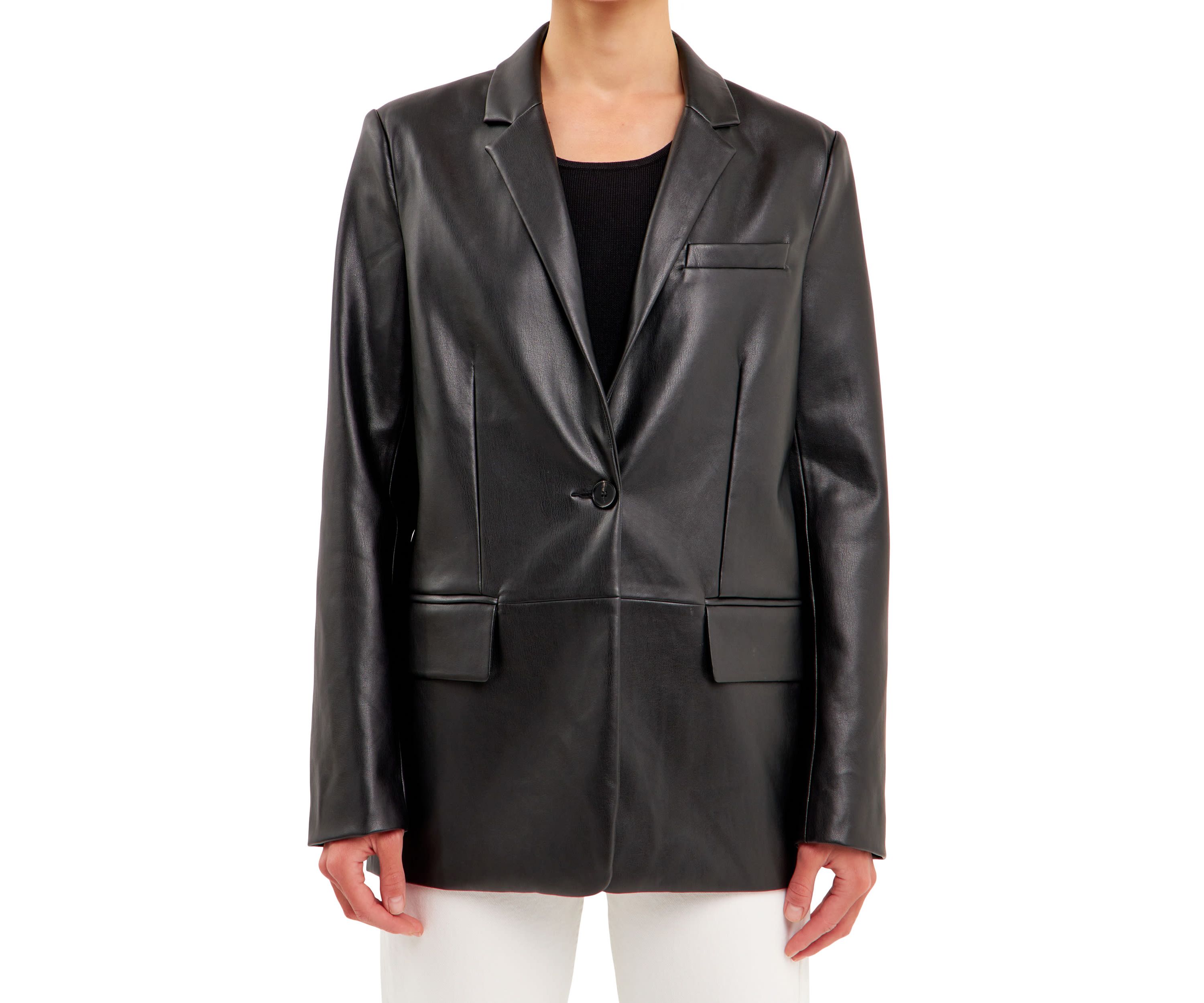 Faux Leather Blazer