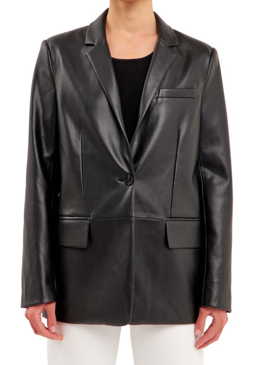 Faux Leather Blazer