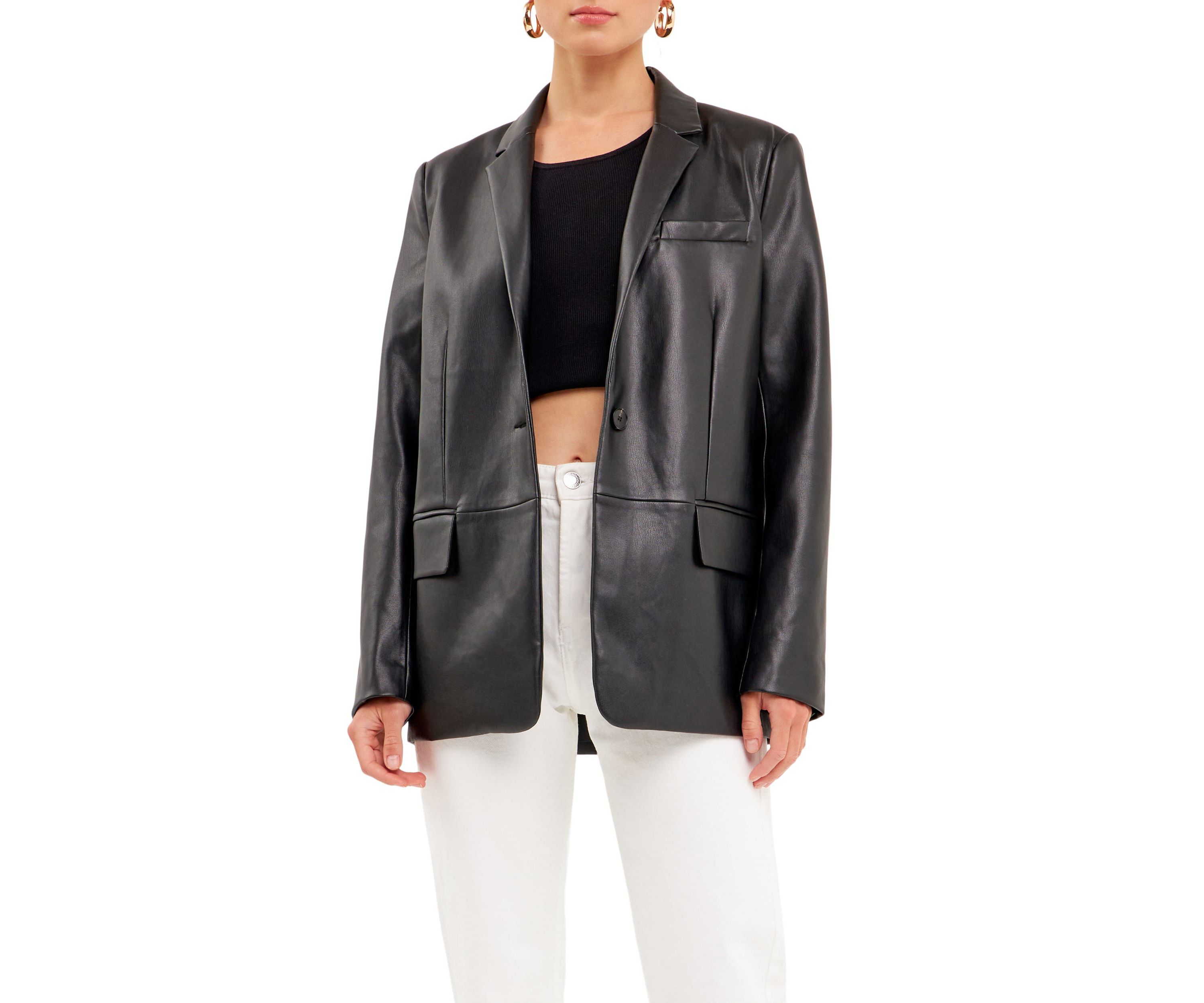 Faux Leather Blazer
