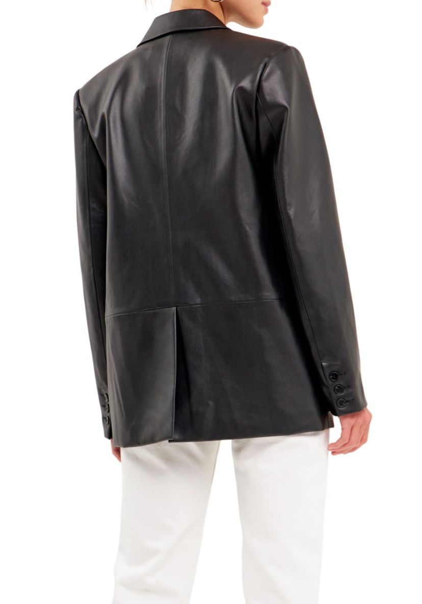 Faux Leather Blazer
