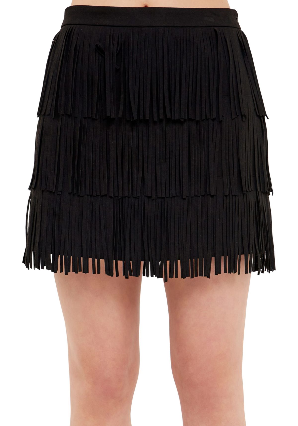 Suede Fringe Skirt