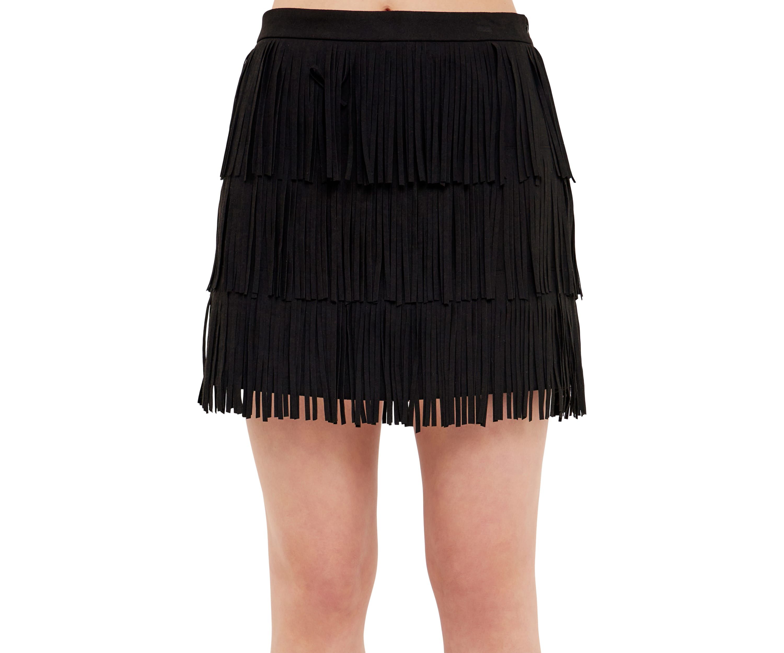 Suede Fringe Skirt