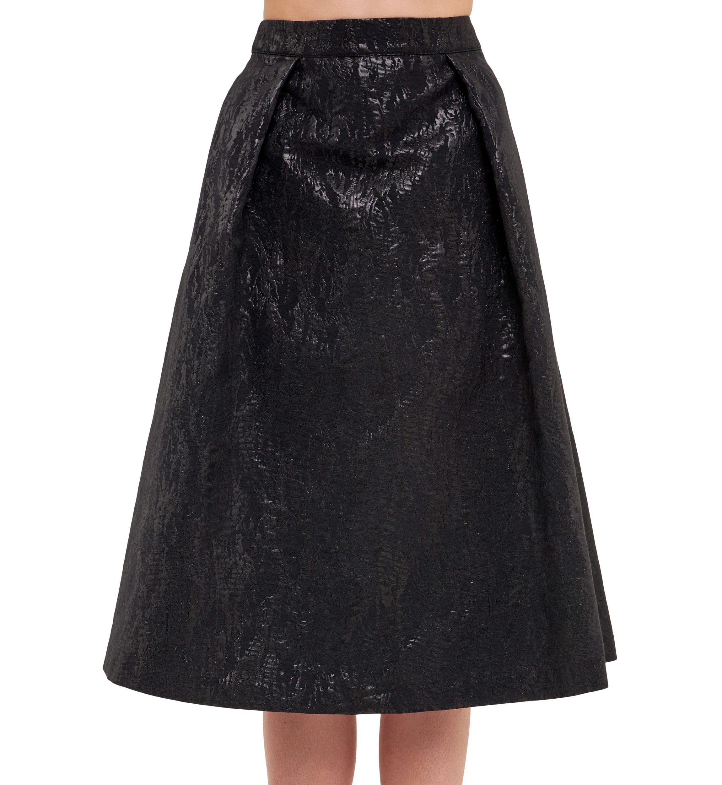 Metallic Jacquard Flare Midi Skirt